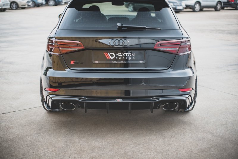 Maxton Heck Ansatz Flaps Diffusor V.2 für Audi RS3 8V Sportback Facelift schwarz Hochglanz AU-RS3-8VF-RSD2-G