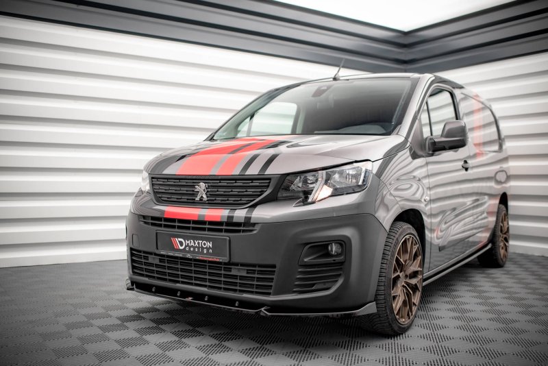 Maxton Front Ansatz für Peugeot Partner Mk3 schwarz Hochglanz PE-PA-3-FD1-G