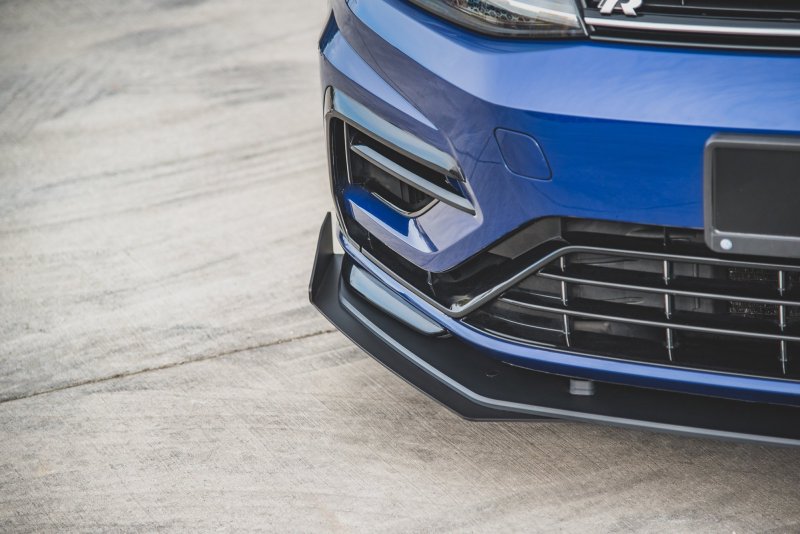 Maxton Racing Front Ansatz für passend +Flaps für VW Golf 7 R / R-Line Facelift schwarz Hochglanz VWGO7FRCNC-FD2B+FSF1-G