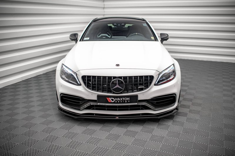 Maxton Front Ansatz V.3 für Mercedes-AMG C63 Coupe AMG Aero Pack C205 Facelift schwarz Hochglanz ME-C-205F-AMG-C-FD3-G