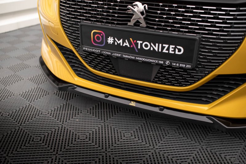 Maxton Front Ansatz V.1 für Peugeot 208 GT Mk2 schwarz Hochglanz PE-208-2-GT-FD1-G