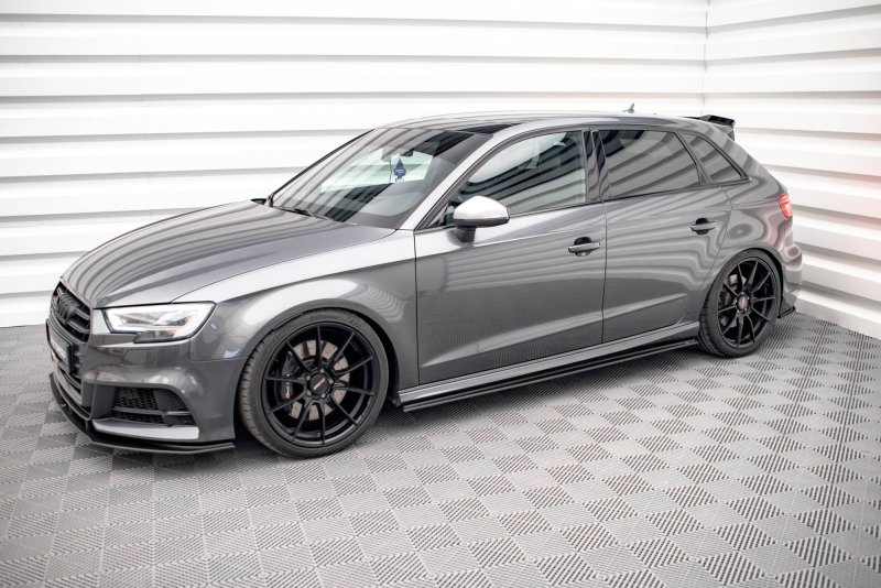 Maxton Street Pro Seitenschweller Ansatz für Audi S3 / A3 S-Line Sportback 8V Facelift AUS33FSBCNC-SD1BRB