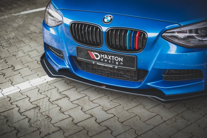 Maxton Racing Front Ansatz für passend +Flaps für BMW M135i F20 schwarz Hochglanz BM1F20MCNC-FD1B+FSF1-G