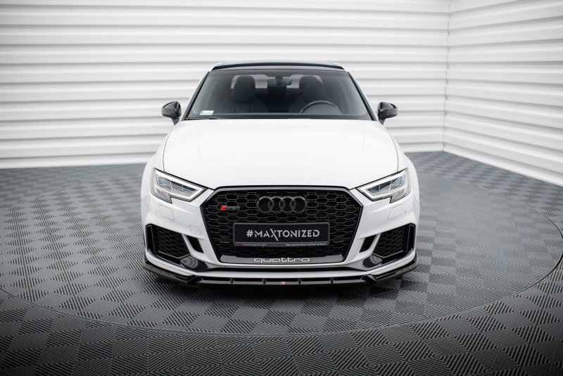 Maxton Front Ansatz V.3 Audi RS3 Limousine 8V Facelift schwarz Hochglanz AU-RS3-8VF-S-FD3-G
