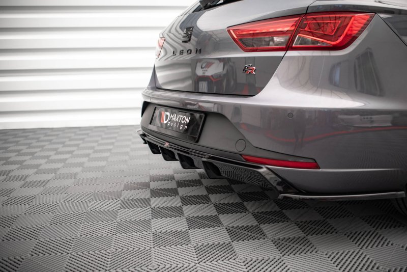 Maxton Diffusor Heck Ansatz für Seat Leon FR Sportstourer Mk3 schwarz Hochglanz SE-LE-3-FR-ST-RS1-G