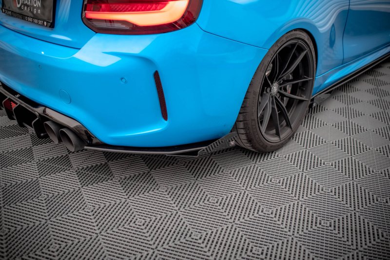 Maxton Street Pro Heck Ansatz Flaps Diffusor +Flaps für BMW M2 F87 schwarz Hochglanz BM287MCOMPCNC-RSD1BRB+RSF1-G