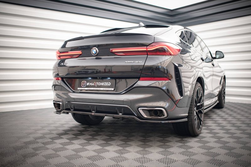 Maxton Mittlerer Diffusor Heck Ansatz DTM Look für V.3 BMW X6 M-Paket G06 schwarz Hochglanz BM-X6-06-MPACK-RD3G+RD5-G