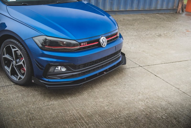 Maxton Racing Front Ansatz für passend +Flaps für Volkswagen Polo AW GTI schwarz Hochglanz VWPO6GTICNC-FD3B+FSF1-G