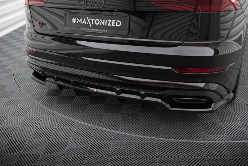 Maxton Mittlerer Cup Diffusor Heck Ansatz V.1 Audi SQ8 / Q8 S-Line Mk1 Facelift schwarz Hochglanz AU-Q8-1F-SLINE-RD1G+RD2-G