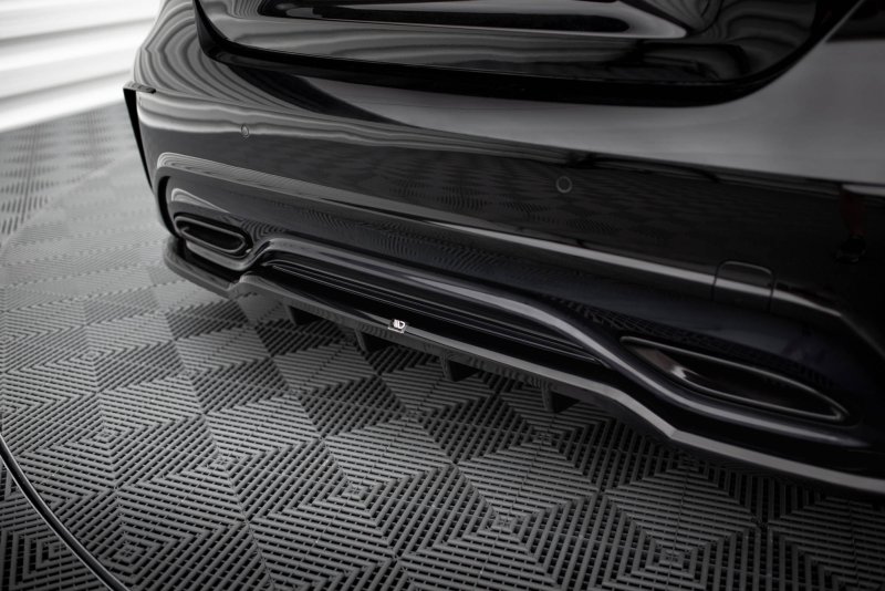 Maxton Mittlerer Cup Diffusor Heck Ansatz Mercedes-Benz A AMG-Line W176 Facelif schwarz Hochglanz ME-A-176F-AMGLINE-RD1G+RD2-G