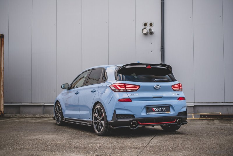 Maxton Mittlerer Diffusor Heck Ansatz DTM Look für Hyundai I30 N Mk3 Hatchback schwarz Hochglanz HY-I30-3-N-RD1G+RD2-G