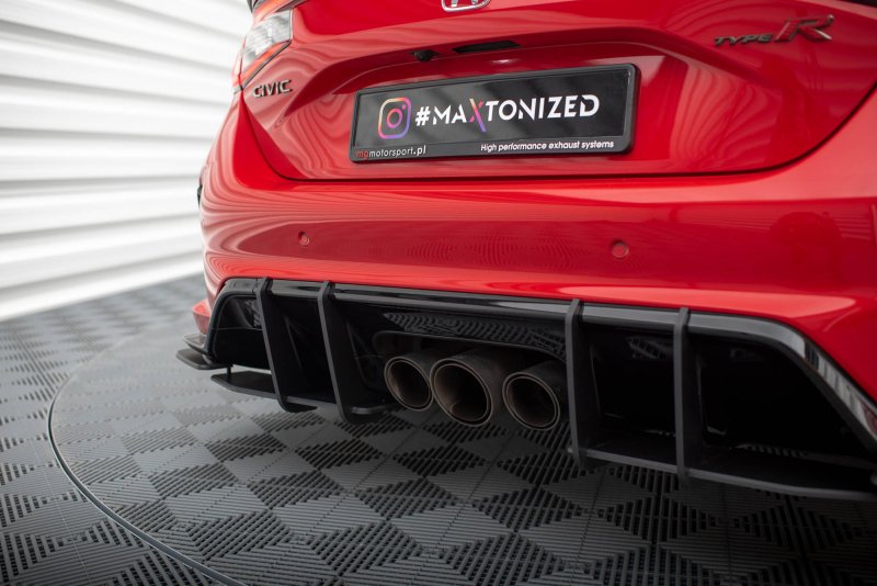 Maxton Street Pro Heck Ansatz Flaps Diffusor +Flaps für Honda Civic Type-R Mk 11 schwarz Hochglanz HOCI11TYPERCNC-RSD1BRB+RSF1-G