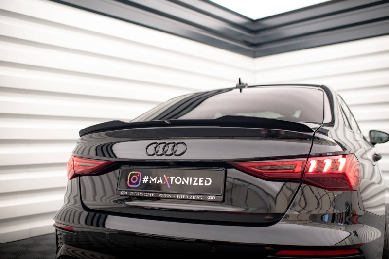 Maxton Spoiler CAP für Audi A3 / A3 S-Line Limousine 8Y schwarz Hochglanz AU-A3-8Y-SLINE-S-CAP1-G
