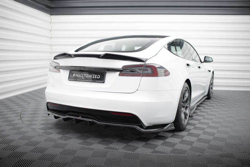 Maxton Mittlerer Cup Diffusor Heck Ansatz V.1 Tesla Model S Plaid Mk1 Facelift schwarz Hochglanz TE-MODELS-1F2-PL-RD1G+RD3-G