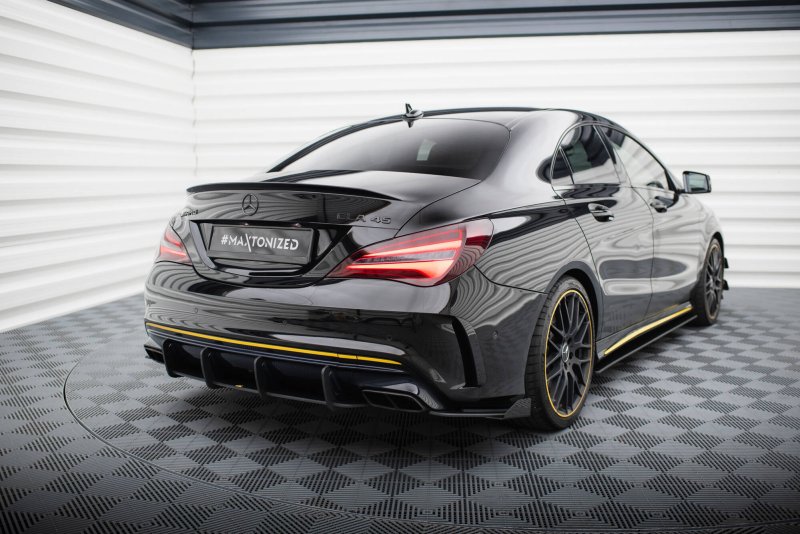 Maxton Street Pro Heck Ansatz Flaps Diffusor + Flaps Mercedes-AMG CLA 45 C117 Facelift schwarz Hochglanz MECLA117AMGAEROCNC-RSD1BRB+RSF1-G