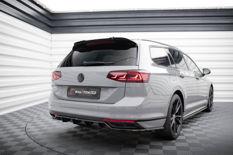 Maxton Mittlerer Cup Diffusor Heck Ansatz VW Passat R-Line B8 Facelift schwarz Hochglanz VW-PA-B8F-RLINE-RD1G+RD2-G