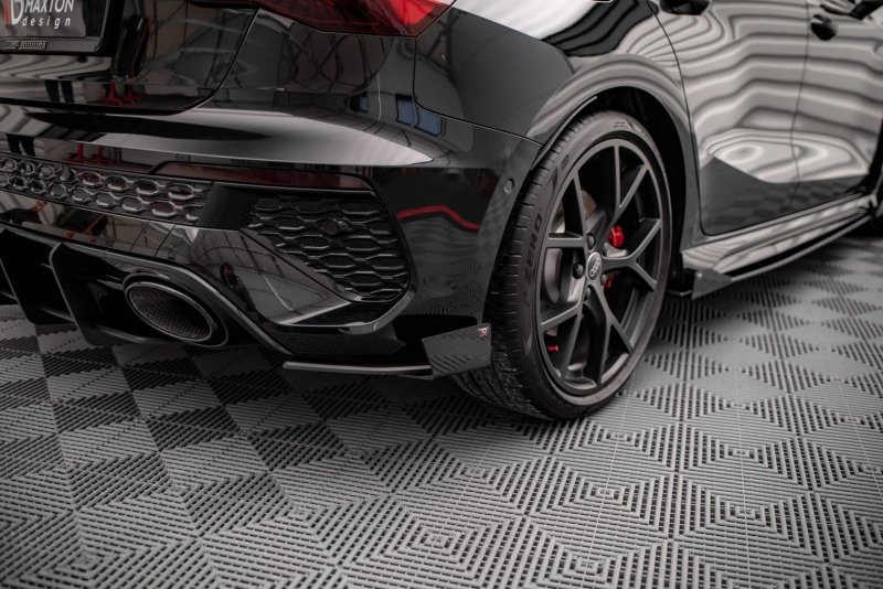 Maxton Street Pro Heck Ansatz Flaps Diffusor +Flaps für Audi RS3 Sportback 8Y schwarz Hochglanz AURS38YCNC-RSD1BRB+RSF1-G