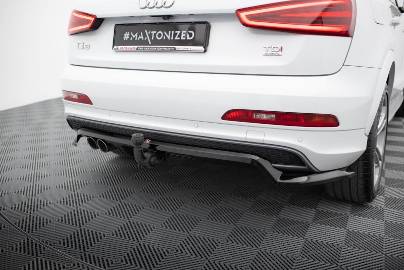 Maxton Mittlerer Cup Diffusor Heck Ansatz Audi Q3 S-line 8U schwarz Hochglanz AU-Q3-1-SLINE-SB-RD1G+RD2-G