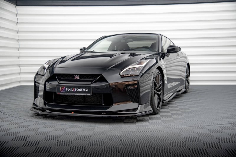 Maxton Front Ansatz V.1 Nissan GTR R35 Facelift schwarz Hochglanz NI-GTR-4F3-FD1-G