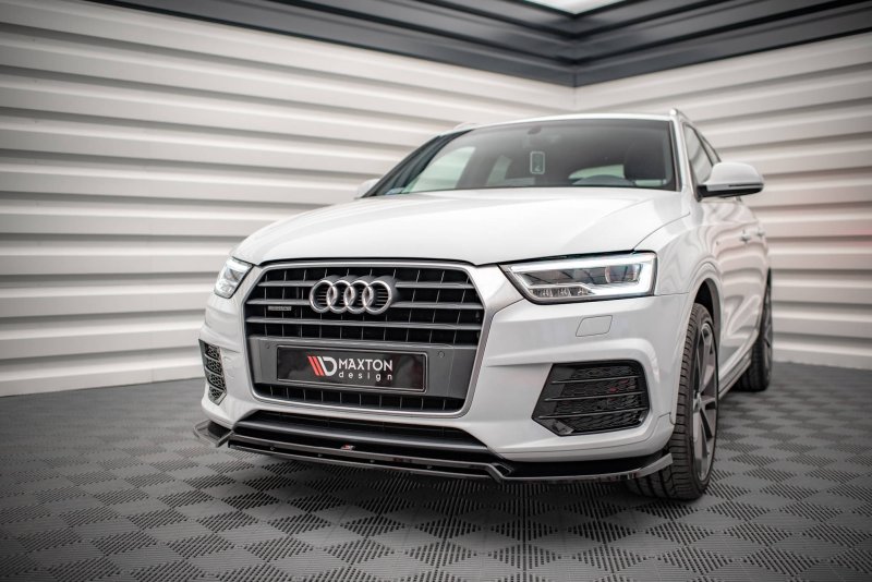 Maxton Front Ansatz V.2 für Audi Q3 8U Facelift schwarz Hochglanz AU-Q3-1F-SLINE-FD2G+FD2R-G