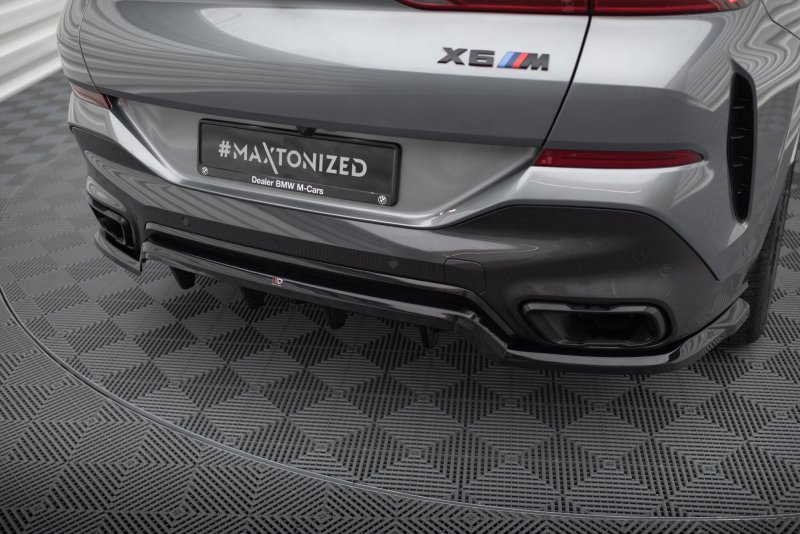 Maxton Mittlerer Cup Diffusor Heck Ansatz V.1 BMW X6 M-Paket G06 Facelift schwarz Hochglanz BM-X6-G06F-MPACK-RD1G+RD3-G