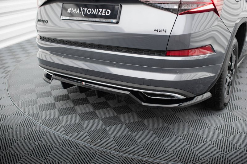 Maxton Mittlerer Cup Diffusor Heck Ansatz Skoda Kodiaq Sportline Mk1 / Mk1 Facelift schwarz Hochglanz SK-KO-1F-SL-RD1G+RD2-G