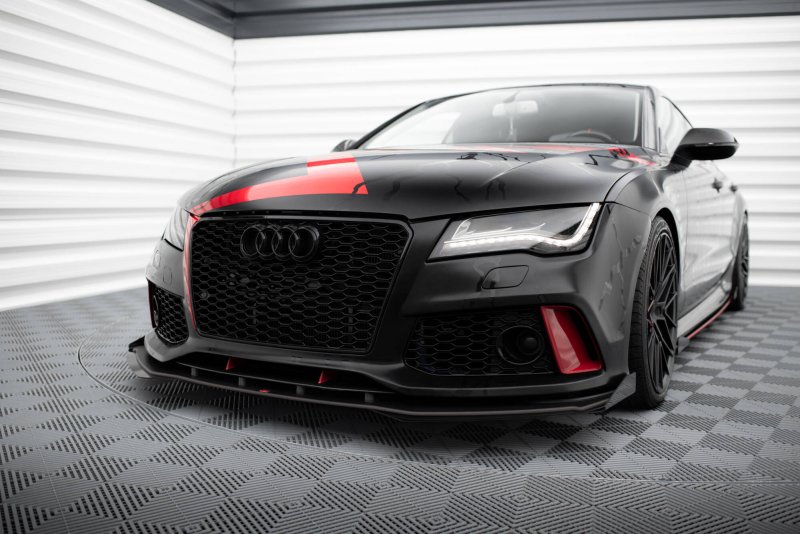 Maxton Front Flaps Audi A7 RS7 Look C7 schwarz Hochglanz AUA7C7RS7LOOKCNC-FSF1-G