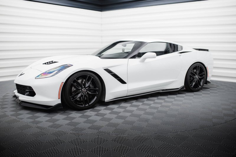 Maxton Seitenschweller Ansatz V.2 Chevrolet Corvette Stingray C7 schwarz Hochglanz CH-CO-C7-SD2-G