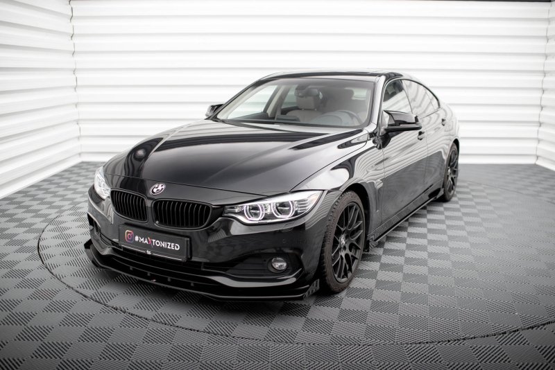 Maxton Street Pro Front Ansatz für +Flaps für + Flaps BMW 4er Gran Coupe F36 schwarz Hochglanz BM4F36GCCNC-FD1B+FSF1-G