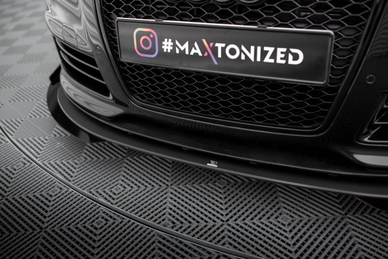 Maxton Street Pro Front Ansatz für +Flaps für + Flaps Audi RS6 Avant C6 schwarz Hochglanz AURS6C6CNC-FD3BRB+FSF1-G