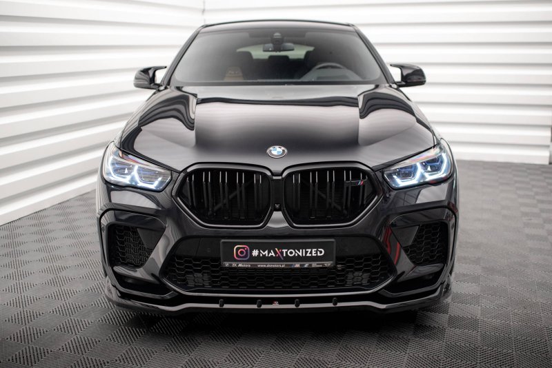 Maxton Front Ansatz V.1 für BMW X6 M F96 schwarz Hochglanz BM-X6-F96-M-FD1-G