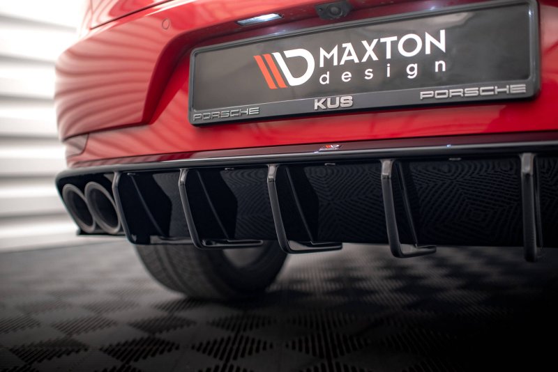 Maxton Diffusor Heck Ansatz Porsche Macan GTS / Sport Design Mk1 Facelift schwarz Hochglanz PO-MA-1F-RS1GOO_OO+RS1R-G