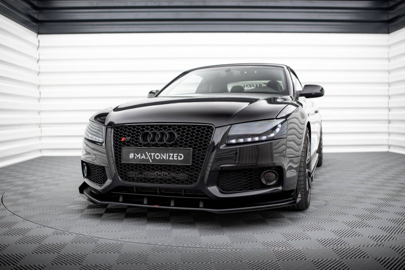 Maxton Street Pro Front Ansatz + Flaps Audi S5 / A5 S-Line 8T schwarz Hochglanz AUS51CNC-FD1BRB+FSF1-G