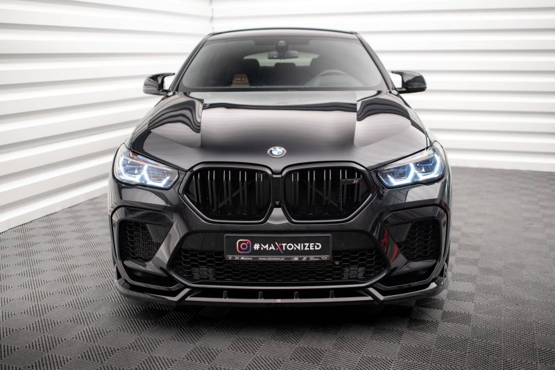 Maxton Front Ansatz V.2 für BMW X6 M F96 schwarz Hochglanz BM-X6-F96-M-FD2-G