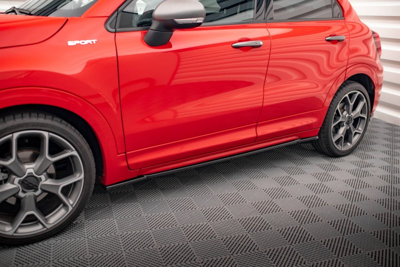 Maxton Seitenschweller Ansatz Fiat 500X Sport Mk1 Facelift schwarz Hochglanz FI-500X-1-SD1-G