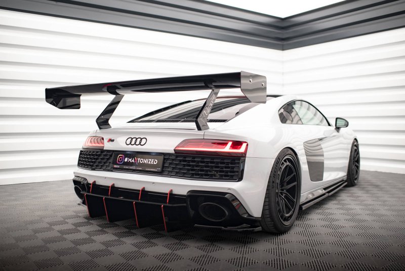 Maxton Heck Ansatz Flaps Diffusor für Audi R8 Mk2 Facelift schwarz Hochglanz AU-R8-2F-RSD1-G