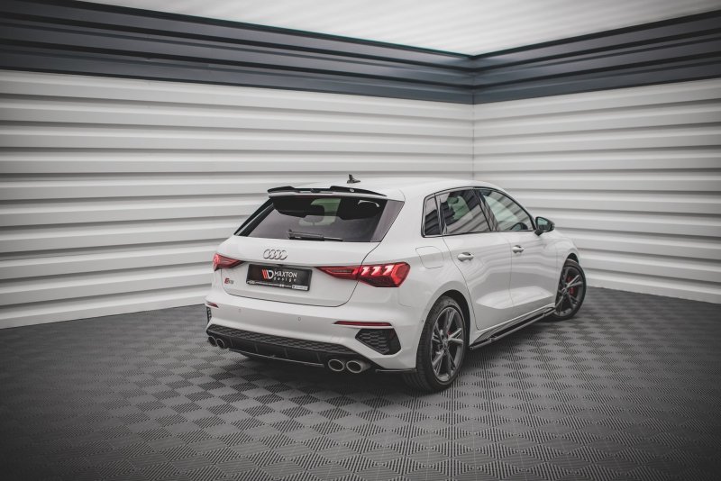 Maxton Heck Ansatz Flaps Diffusor V.1 für Audi S3 Sportback 8Y schwarz Hochglanz AU-A3-8Y-SLINE-RSD1-G