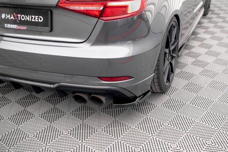 Maxton Heck Ansatz Flaps Diffusor für Audi S3 Sportback 8V Facelift schwarz Hochglanz AU-S3-3F-SB-RSD1-G