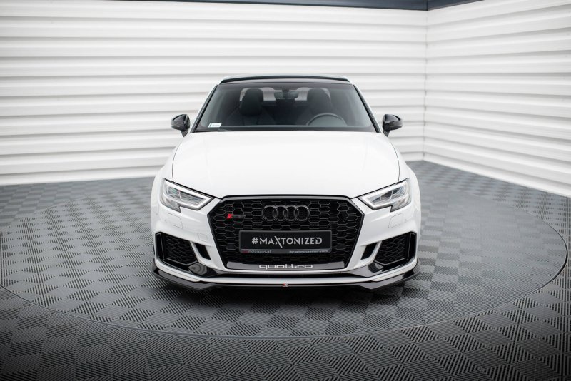 Maxton Front Ansatz V.5 Audi RS3 Limousine 8V Facelift schwarz Hochglanz AU-RS3-8VF-S-FD5-G