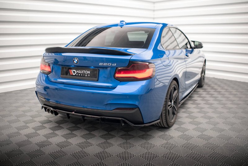 Maxton Mittlerer Diffusor Heck Ansatz DTM Look für BMW 2 M-Paket F22 schwarz Hochglanz BM-2-22-MPACK-RD1G+RD2-G