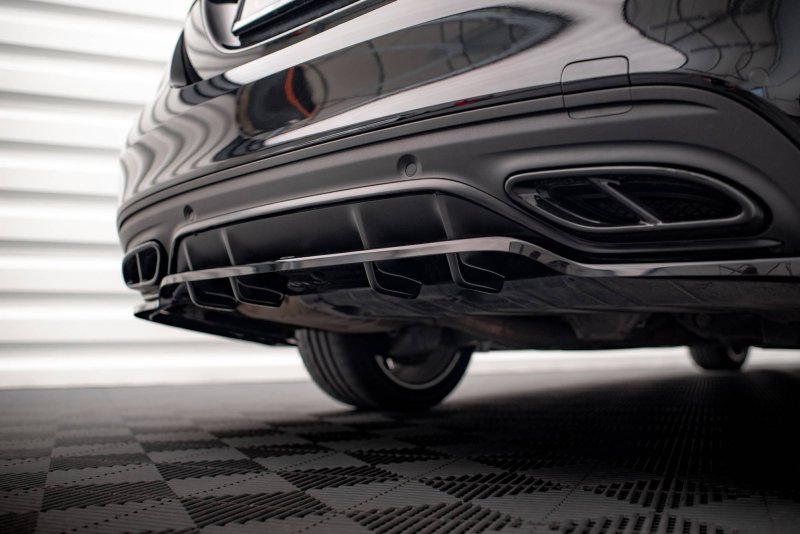 Maxton Mittlerer Diffusor Heck Ansatz DTM Look für Mercedes-Benz C AMG-Line W205 Facelift schwarz Hochglanz ME-C-205F-AMGLINE-RD1G+RD2-G
