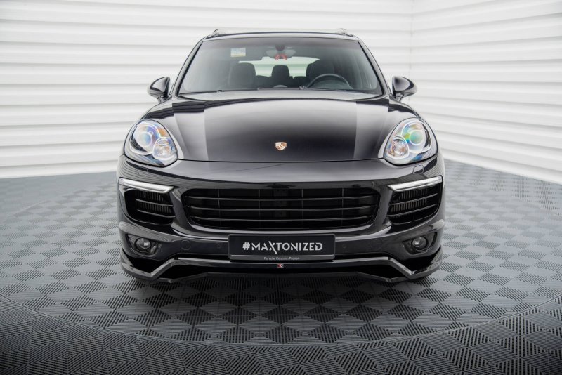 Maxton Front Ansatz Porsche Cayenne Mk2 Facelift schwarz Hochglanz PO-CAY-2F-FD1G+FD1R-G