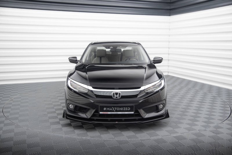Maxton Street Pro Front Ansatz + Flaps Honda Civic Mk10 schwarz Hochglanz HOCI10CNC-FD1BRB+FSF1-G
