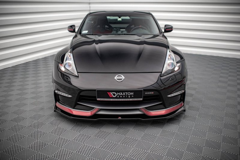 Maxton Front Ansatz V.1 für Nissan 370Z Nismo Facelift schwarz Hochglanz NI-370Z-NISMO-FD1-G