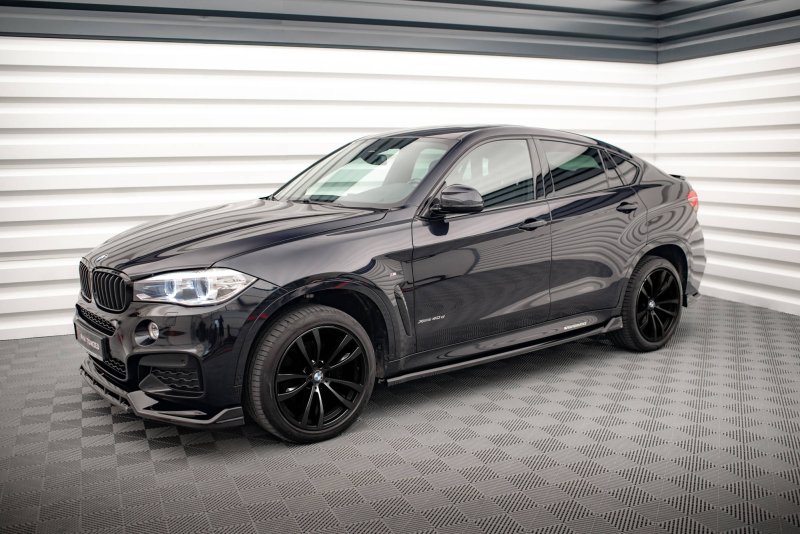 Maxton Seitenschweller Ansatz für V.2 für BMW X6 M-Paket F16 schwarz Hochglanz BM-X6-16-MPACK-SD2-G