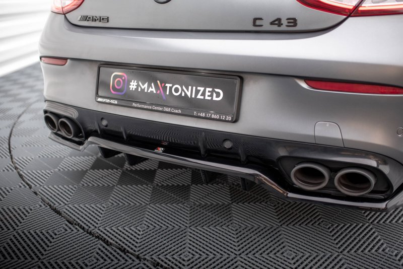 Maxton Mittlerer Cup Diffusor Heck Ansatz Mercedes-AMG C43 Coupe / Cabrio C205 Facelift / A205 Facelift schwarz Hochglanz ME-C-205F-43-C-RD1G+RD2-G