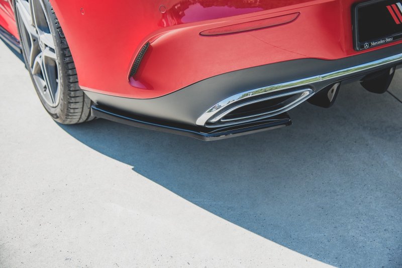 Maxton Heck Ansatz Flaps Diffusor für Mercedes-Benz CLA Shooting Brake AMG-Line X118 schwarz Hochglanz ME-CLA-118-AMGLINE-ES-RSD1-G
