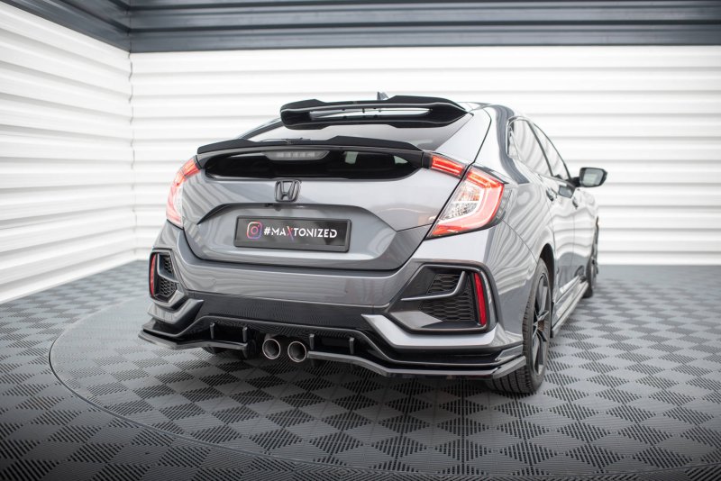 Maxton Mittlerer Diffusor Heck Ansatz DTM Look für Honda Civic Sport Mk 10 Facelift schwarz Hochglanz HO-CI-10-SPORT-RSD1G+RD1-G