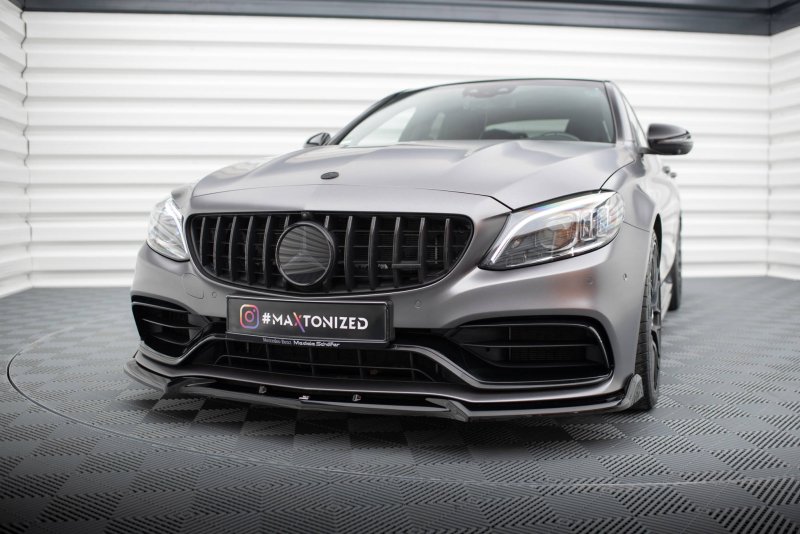 Maxton Front Ansatz V.2 Mercedes-AMG C63 Limousine / Kombi W205 Facelift schwarz Hochglanz ME-C-205F-63-FD2-G