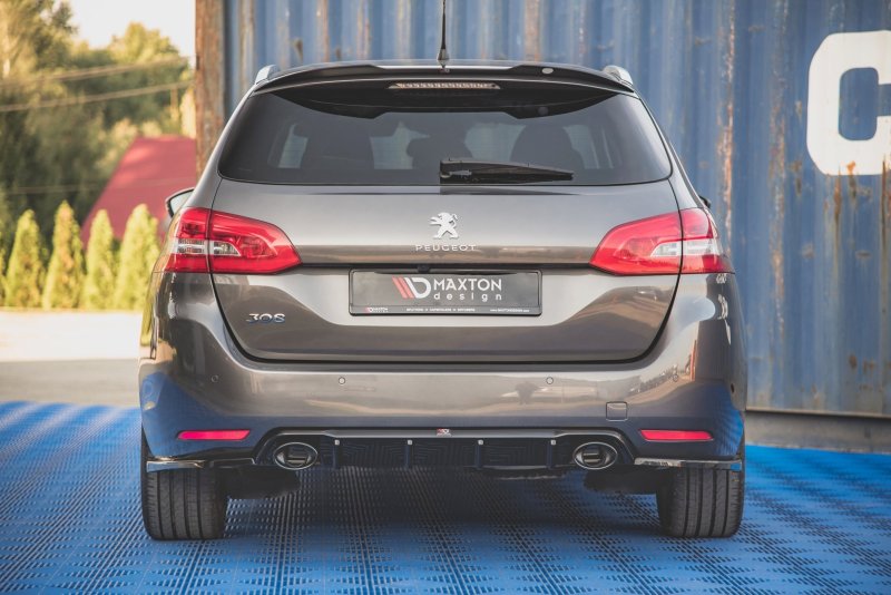 Maxton Diffusor Heck Ansatz + Endschalldampfer Sportauspuff Attrappe Peugeot 308 SW Mk2 Facelift PE-308-2F-SW-RS1G+BLACK